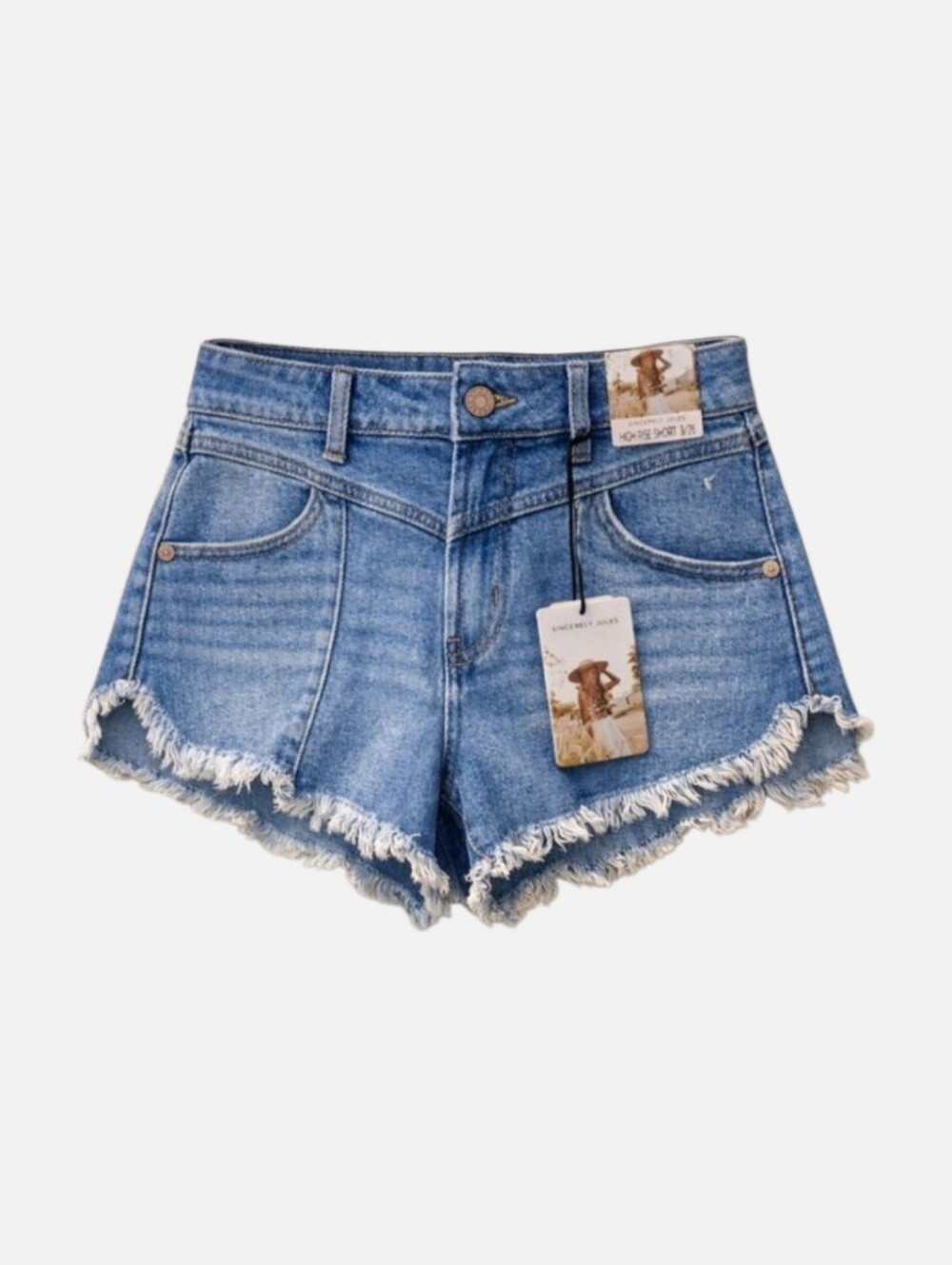 Denim Frayed Hem Shorts - Size 26 Coastal